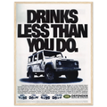 Land Rover Defender Drinks Less Than You Do Vintage Poster Ad