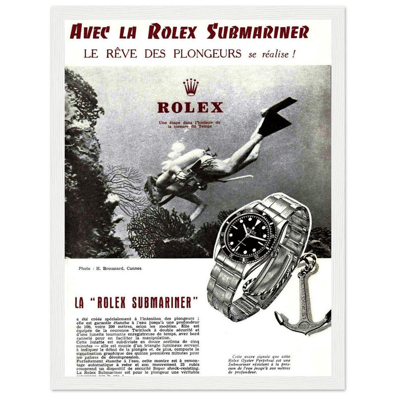 Avec La Rolex Submariner Vintage Poster Ad
