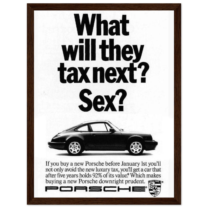 Porsche Tax Vintage Poster Ad
