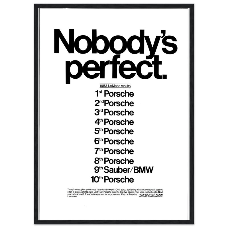 Porsche Nobody's Perfect Le Man Vintage Poster Ad