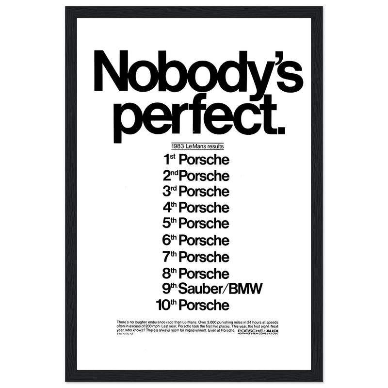 Porsche Nobody's Perfect Le Man Vintage Poster Ad