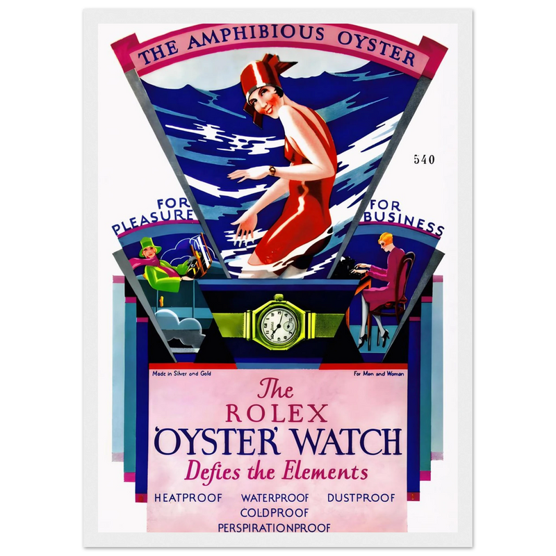 Rolex Amphibious Oyster Vintage Poster