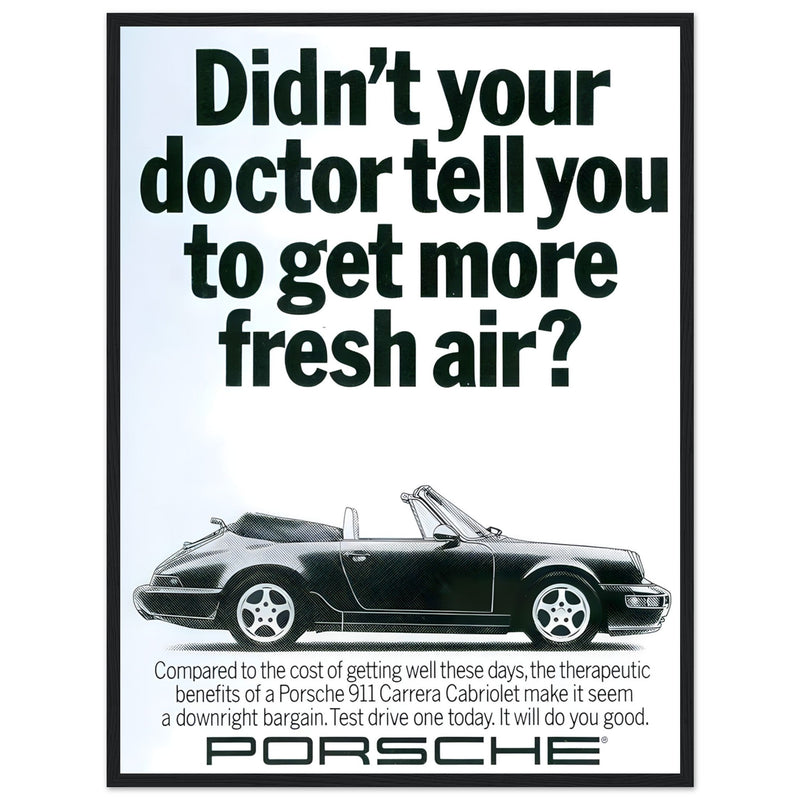 Porsche 911 Fresh Air Vintage Poster Ad