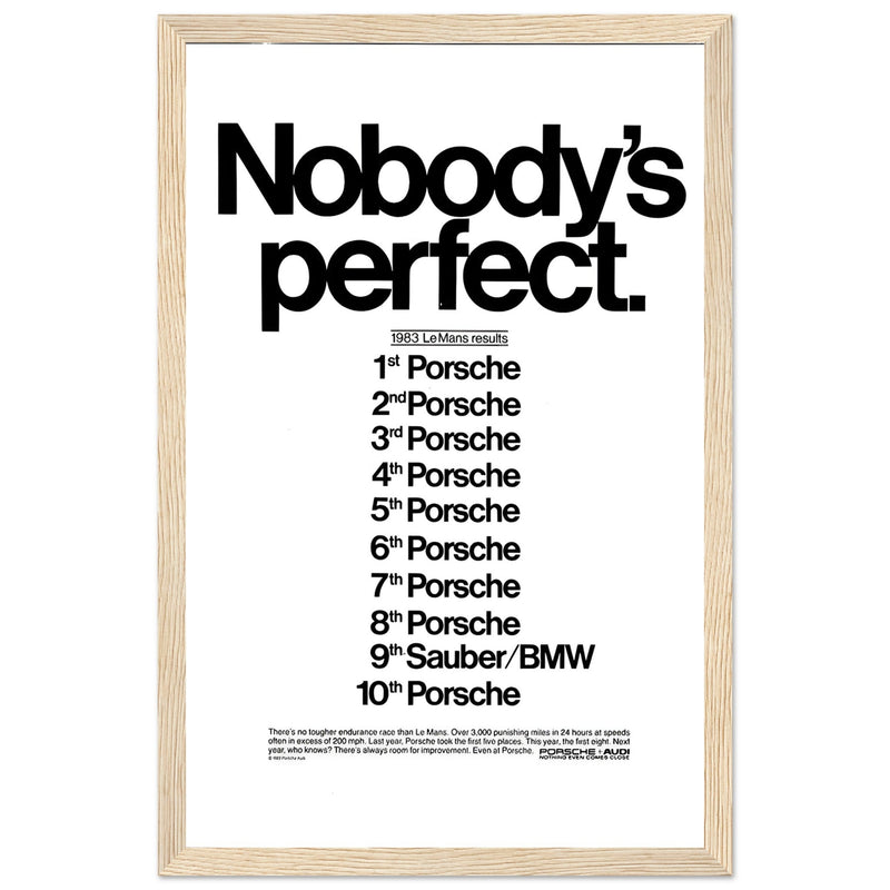 Porsche Nobody's Perfect Le Man Vintage Poster Ad