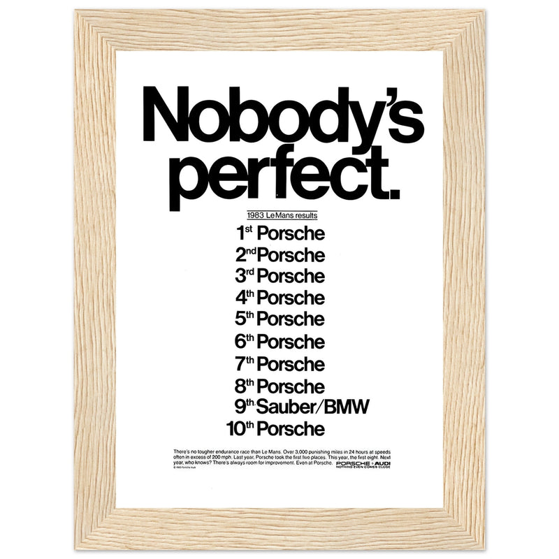 Porsche Nobody's Perfect Le Man Vintage Poster Ad