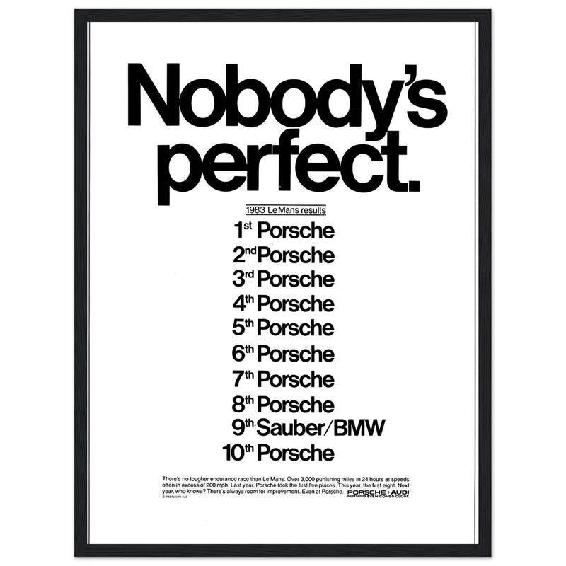 Porsche Nobody's Perfect Le Man Vintage Poster Ad