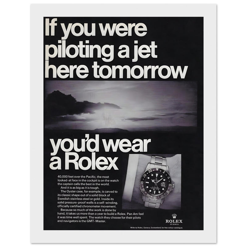 Rolex Jet Pilot Vintage Poster Ad