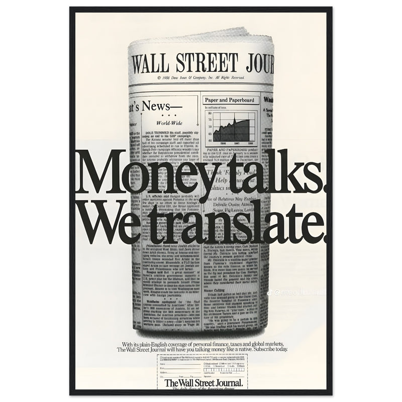 Wall Street Journal 1988 Vintage Poster Ad