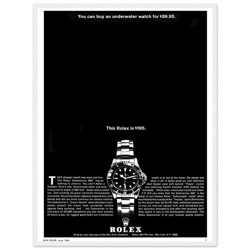 Rolex Submariner Vintage Poster Ad