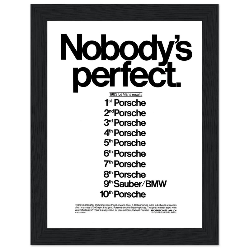 Porsche Nobody's Perfect Le Man Vintage Poster Ad