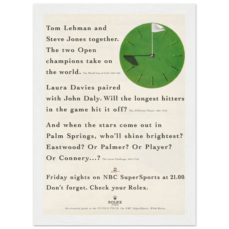 Rolex World Cup Of Golf Vintage Poster Ad
