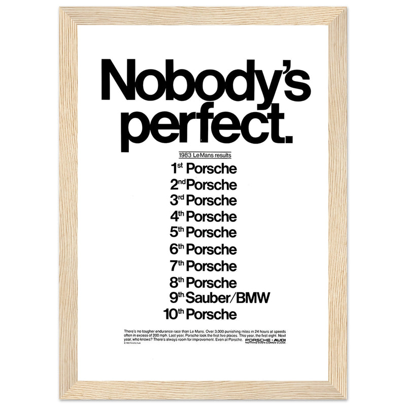 Porsche Nobody's Perfect Le Man Vintage Poster Ad