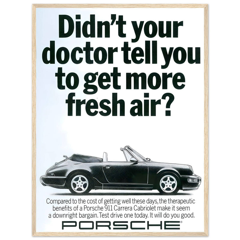 Porsche 911 Fresh Air Vintage Poster Ad