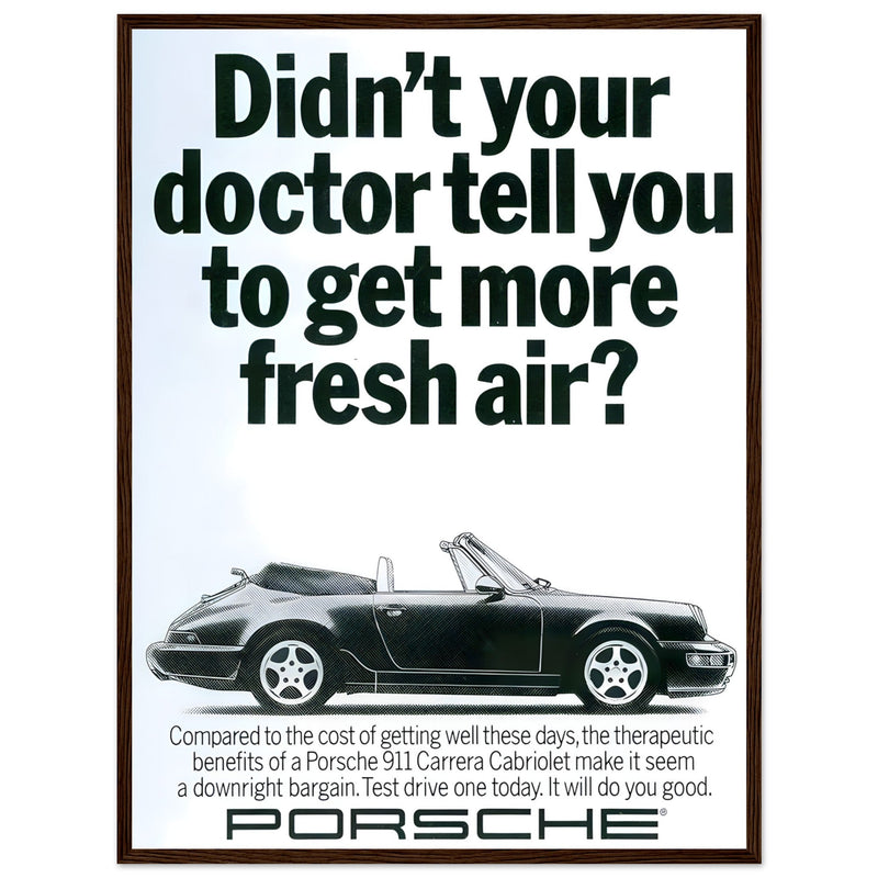 Porsche 911 Fresh Air Vintage Poster Ad
