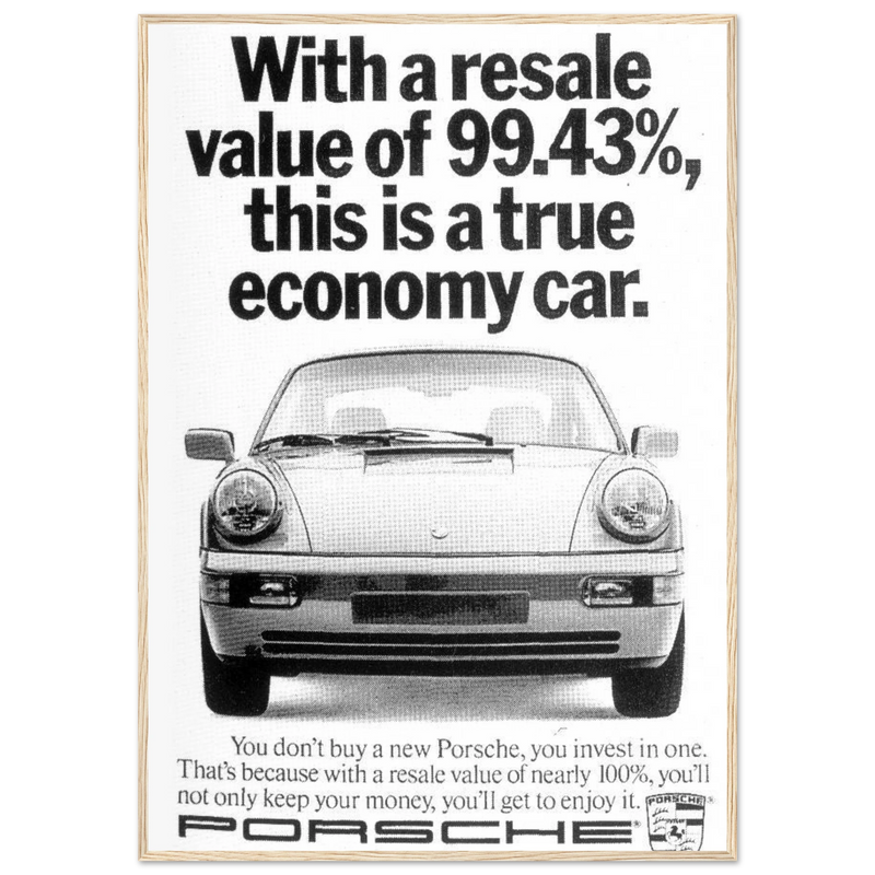 Porsche 99% Resale Price - Vintage Ad Poster