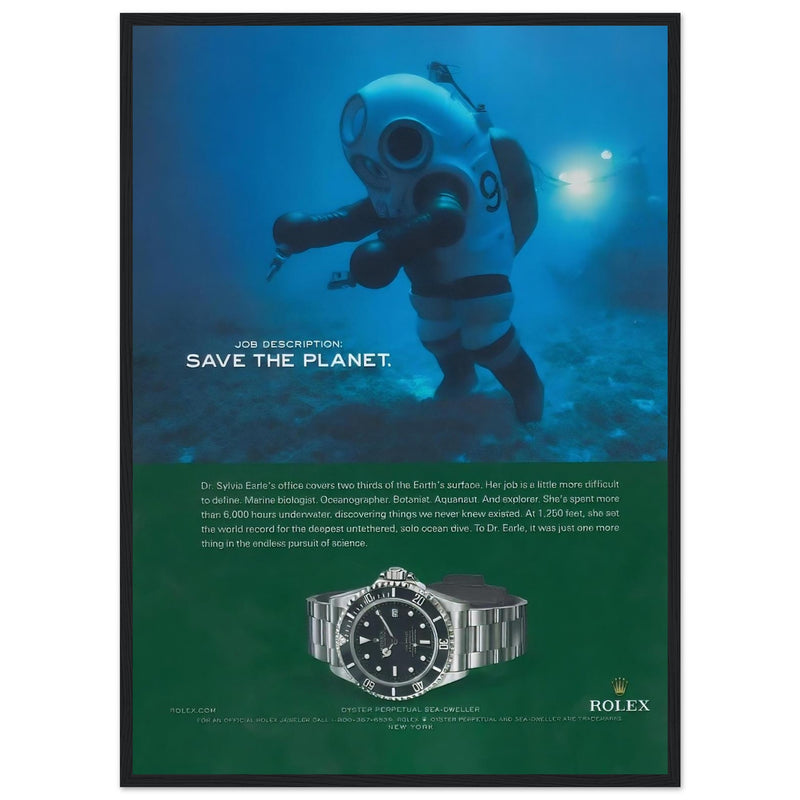 Rolex Sea-Dweller Save The Planet Vintage Poster Ad