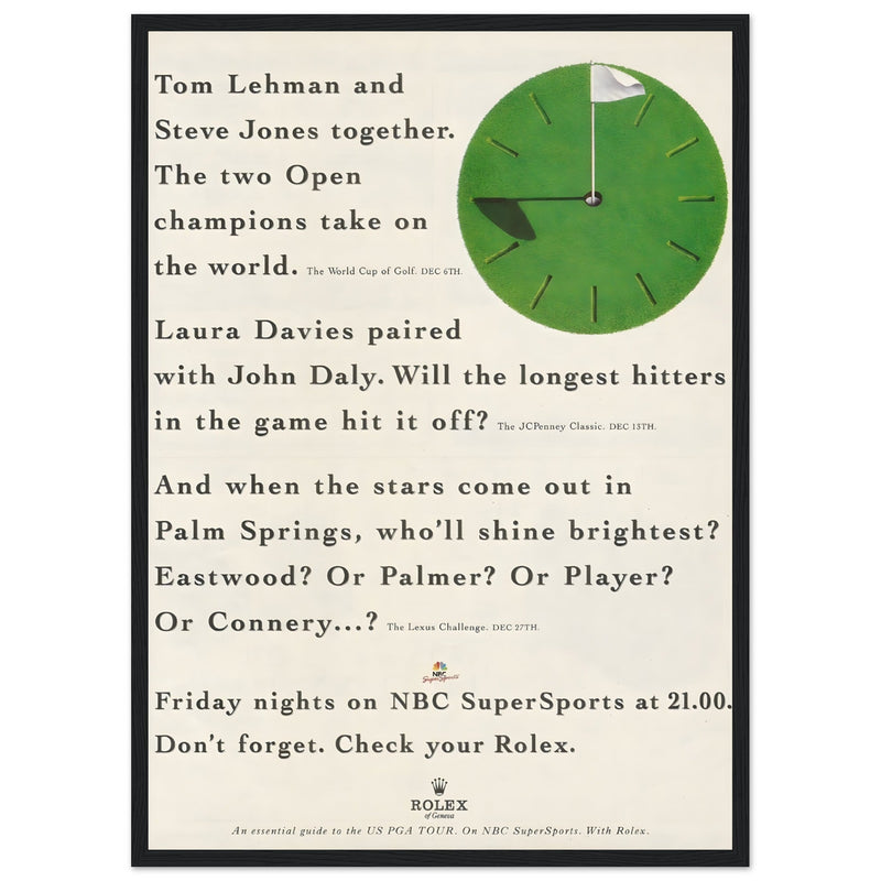 Rolex World Cup Of Golf Vintage Poster Ad