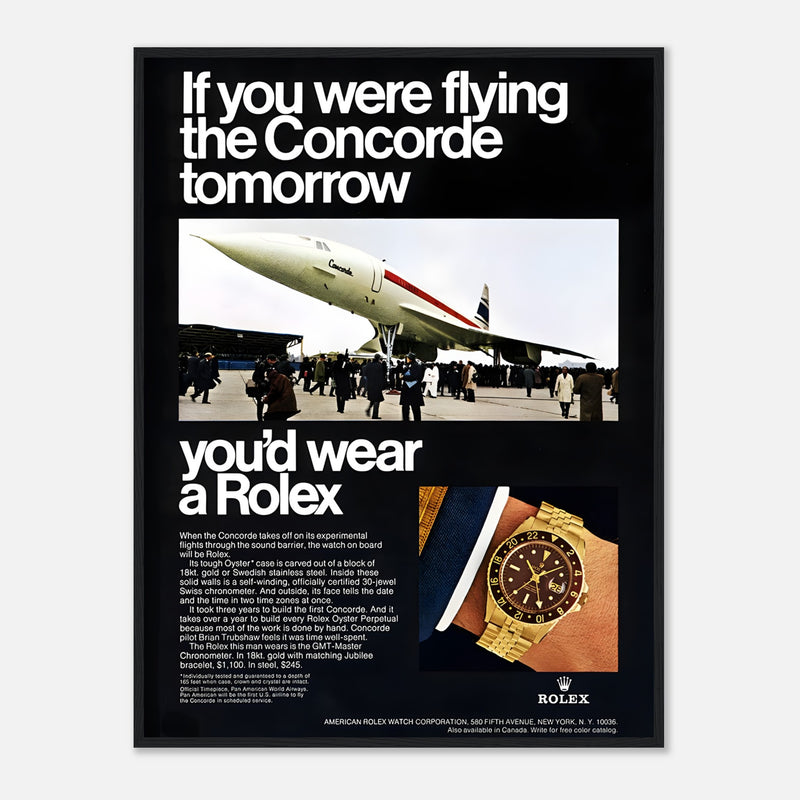Rolex Oyster Perpetual Concorde Vintage Poster Ad