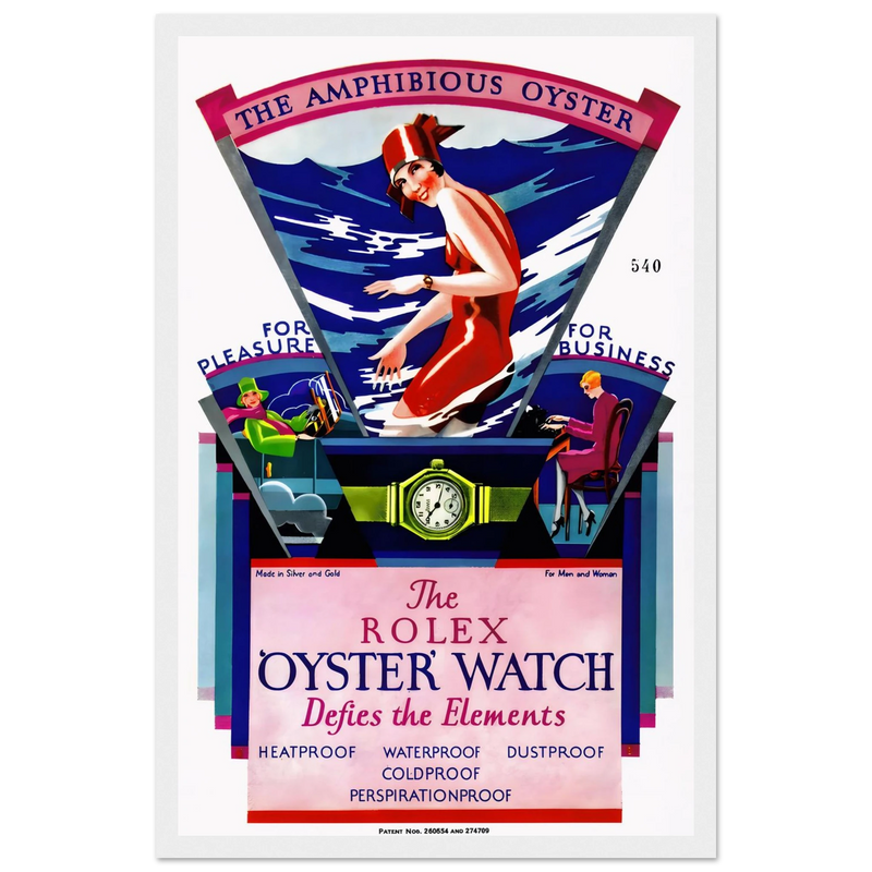 Rolex Amphibious Oyster Vintage Poster