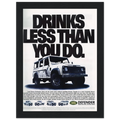 Land Rover Defender Drinks Less Than You Do Vintage Poster Ad