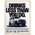 Land Rover Defender Drinks Less Than You Do Vintage Poster Ad