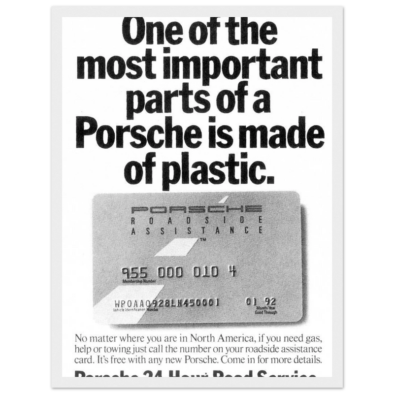 Porsche - 24 Hour Road Service Vintage Poster Ad