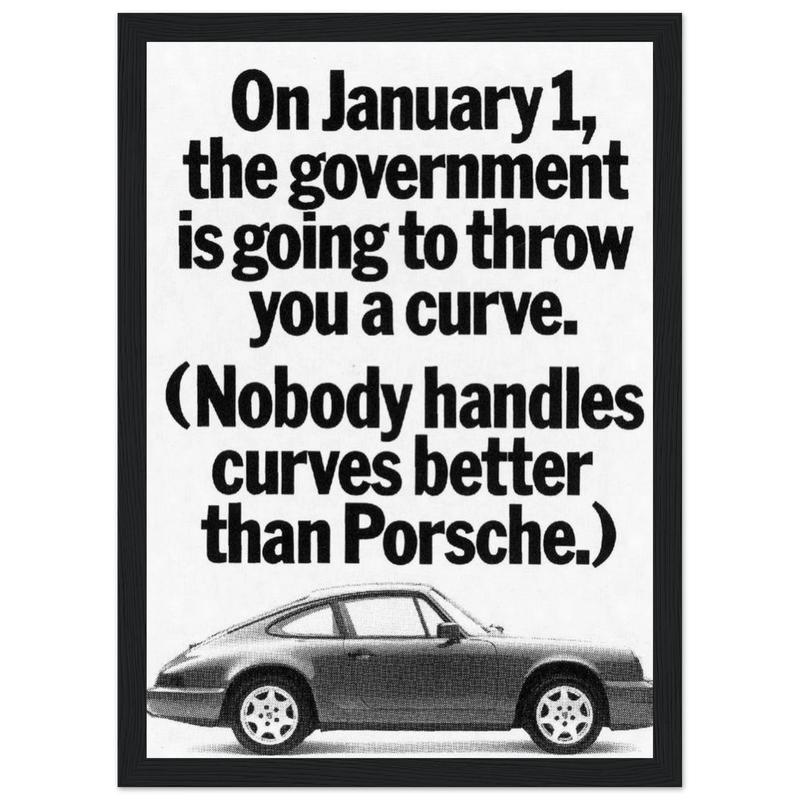 Porsche 911 Nobody Handles Curves Better Vintage Poster Ad