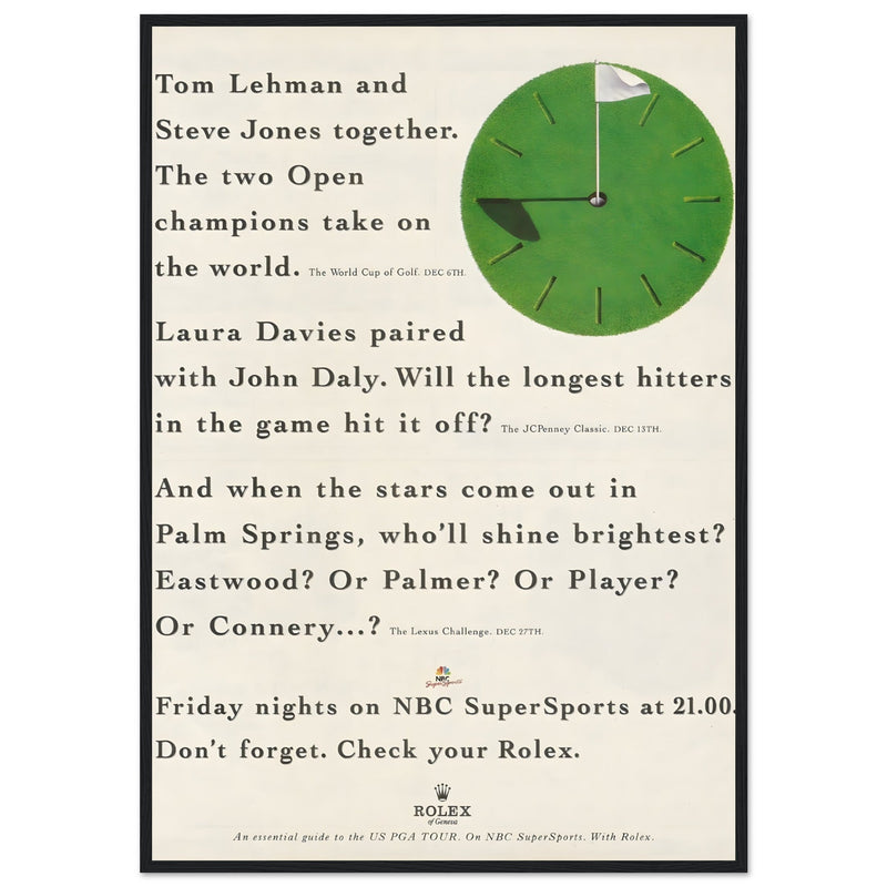 Rolex World Cup Of Golf Vintage Poster Ad