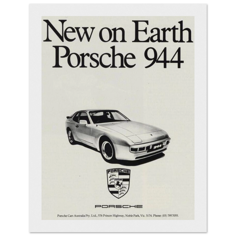 Porsche 944 New on Earth Vintage Poster Ad