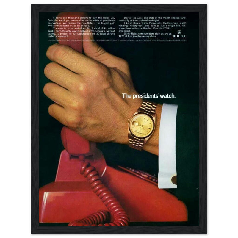 Rolex Day-Date The President's Watch Vintage Poster Ad