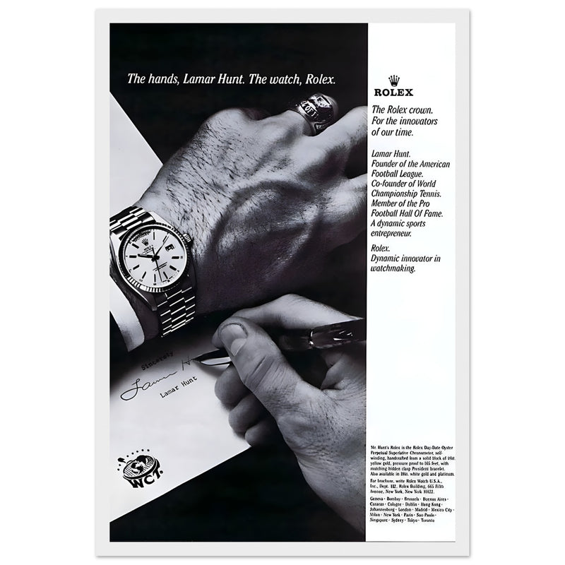 Rolex Lamar Hunt Vintage Poster Ad