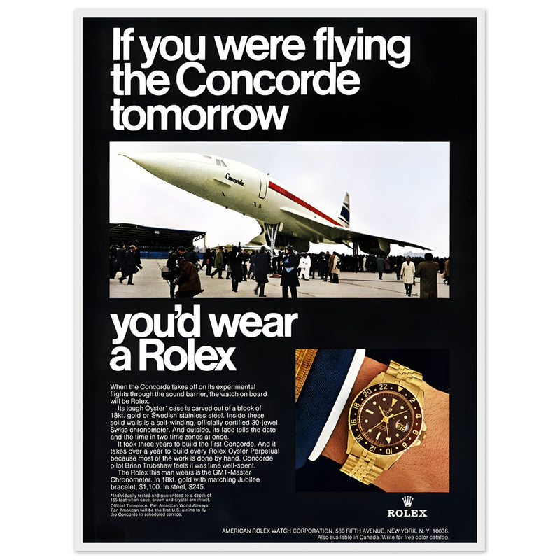 Rolex Oyster Perpetual Concorde Vintage Poster Ad