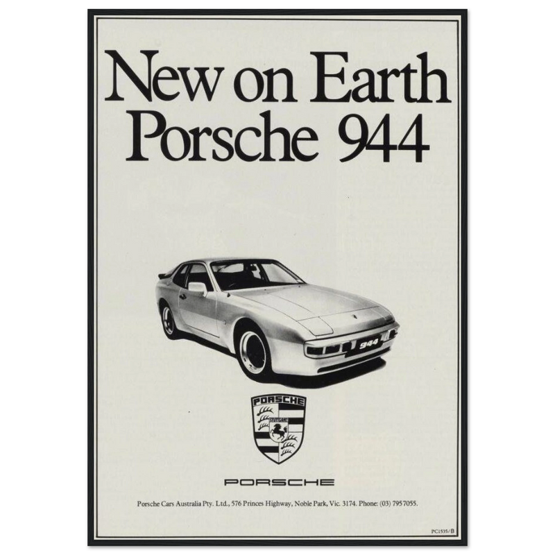Porsche 944 New on Earth Vintage Poster Ad