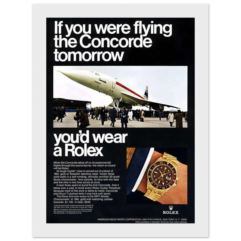 Rolex Oyster Perpetual Concorde Vintage Poster Ad