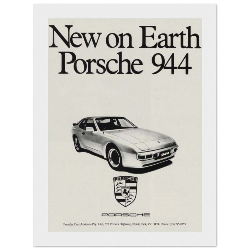 Porsche 944 New on Earth Vintage Poster Ad