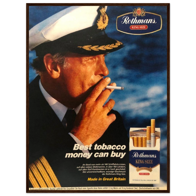 Rothmans King Size Best Tobacco Money Can Buy Vintage Poster Ad