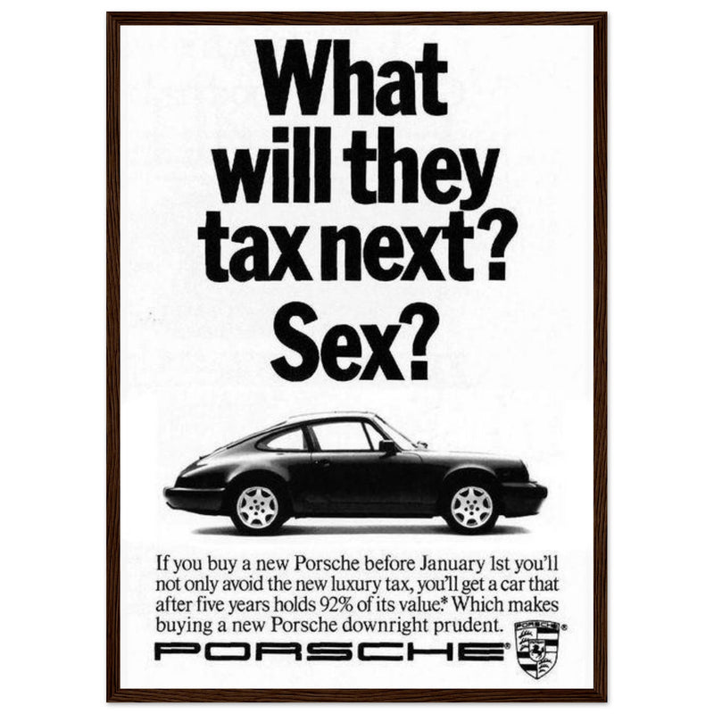 Porsche Tax Vintage Poster Ad