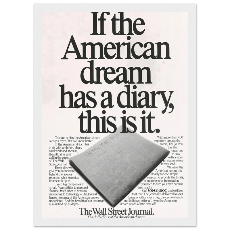 Wall Street Journal Vintage Poster Ad - American Dream Diary