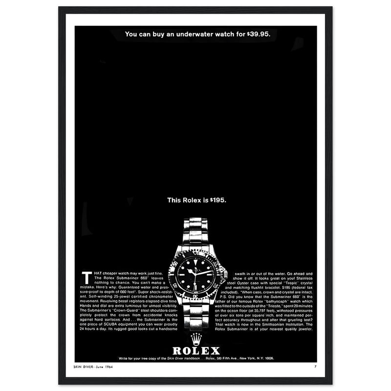 Rolex Submariner Vintage Poster Ad