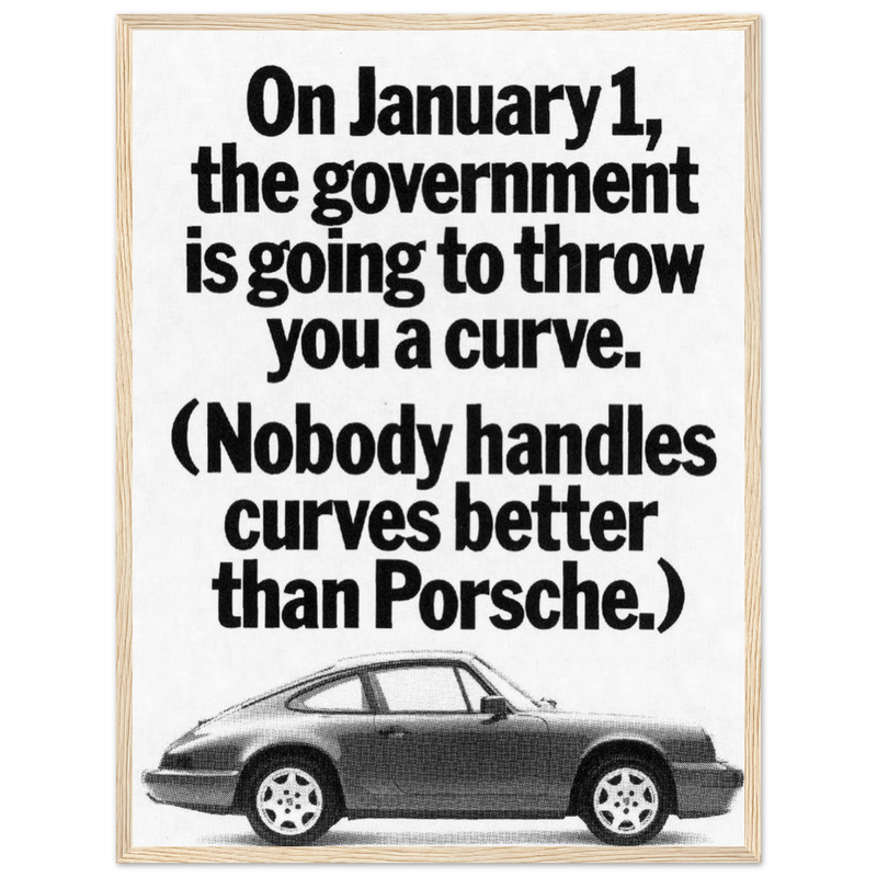 Porsche 911 Nobody Handles Curves Better Vintage Poster Ad