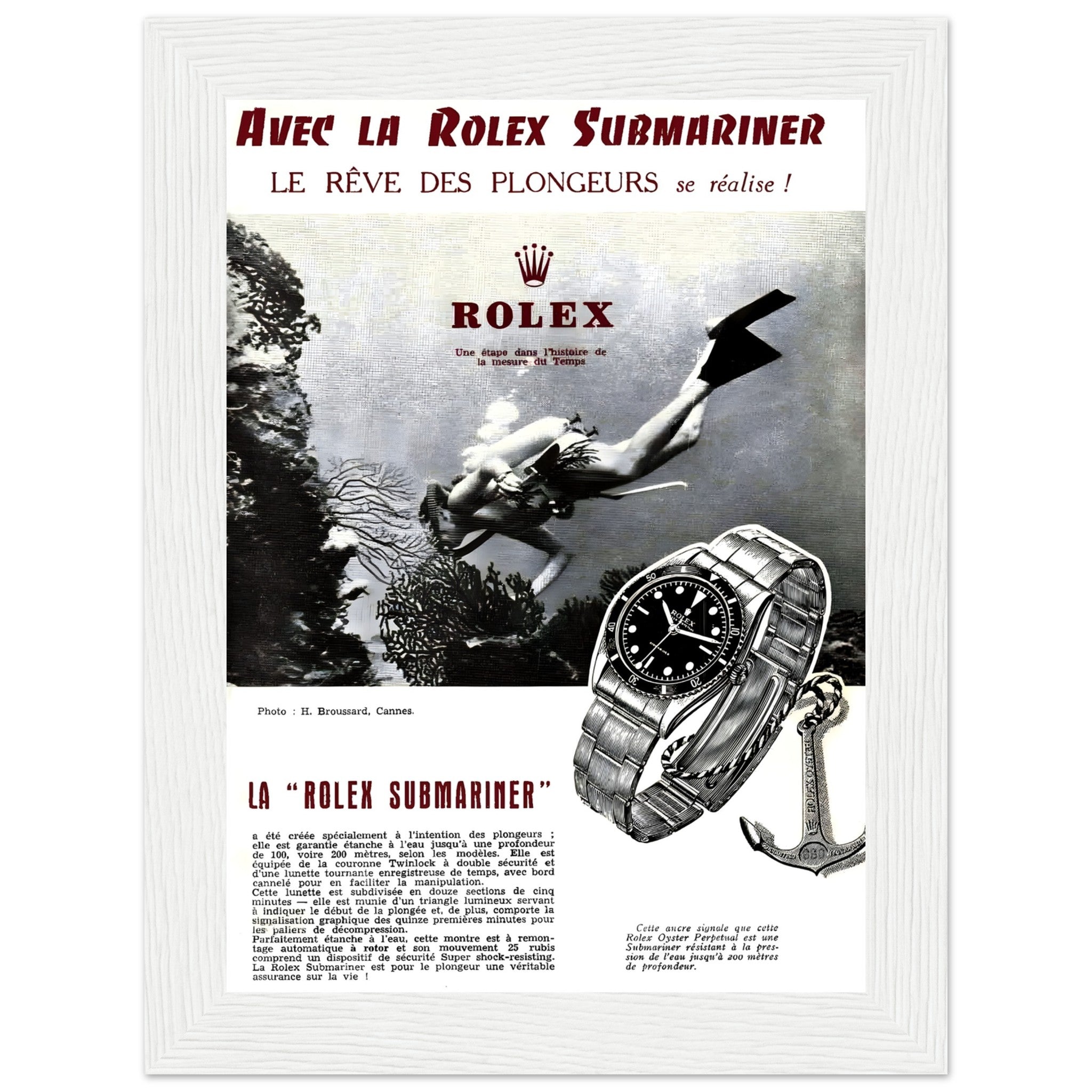 Avec La Rolex Submariner Vintage Poster Ad – Ad Art
