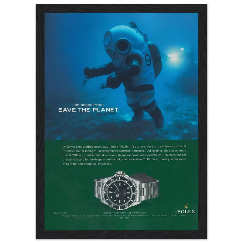 Rolex Sea-Dweller Save The Planet Vintage Poster Ad