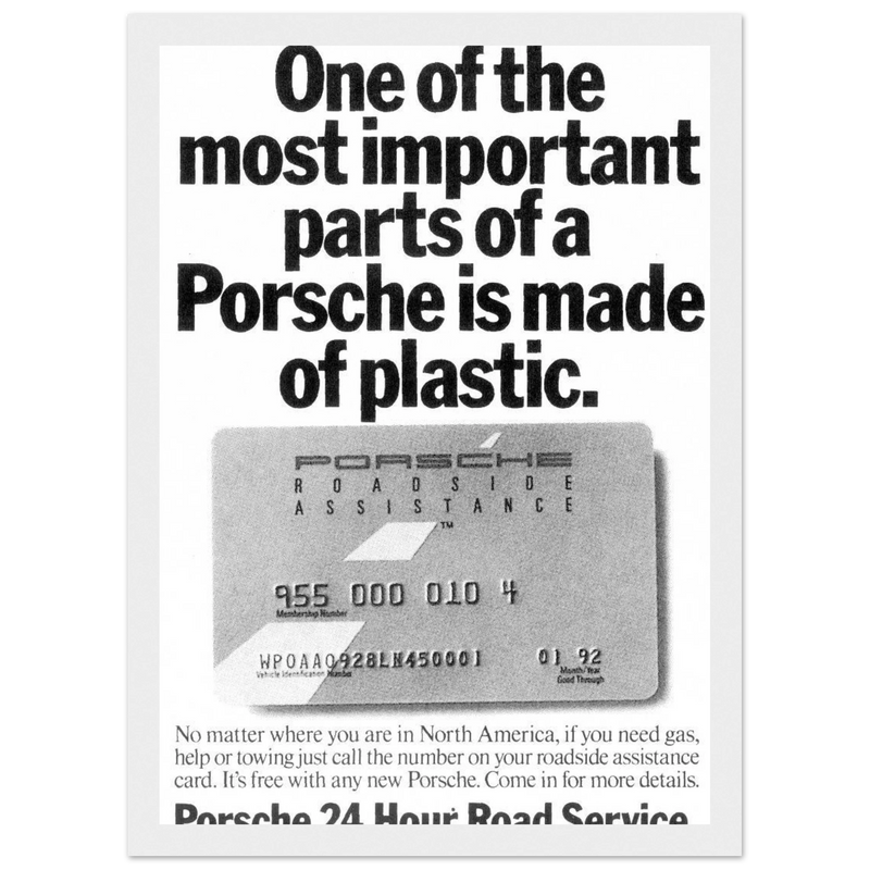 Porsche - 24 Hour Road Service Vintage Poster Ad