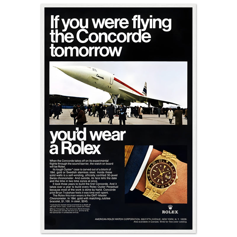 Rolex Oyster Perpetual Concorde Vintage Poster Ad