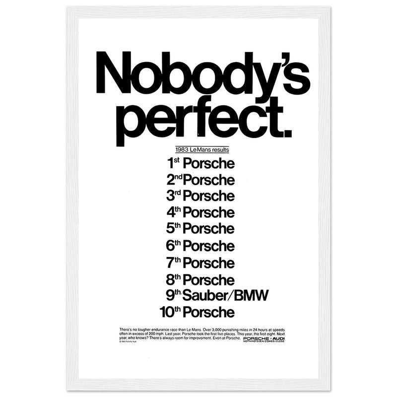Porsche Nobody's Perfect Le Man Vintage Poster Ad