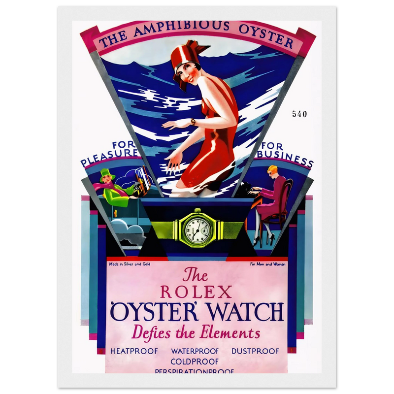 Rolex Amphibious Oyster Vintage Poster