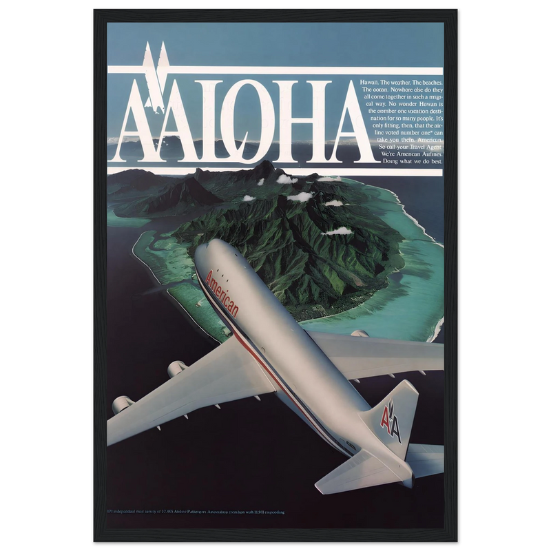 American Airlines AALOHA 1981 Vintage Poster Ad