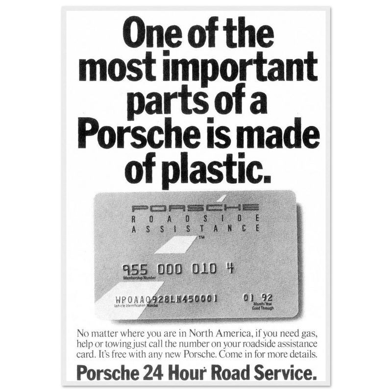Porsche - 24 Hour Road Service Vintage Poster Ad