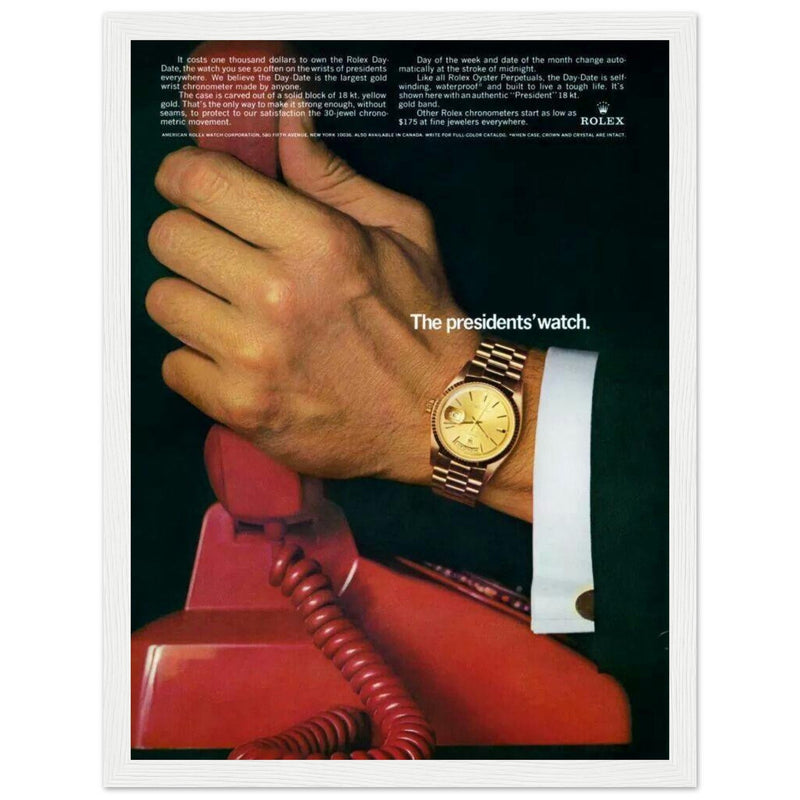 Rolex Day-Date The President's Watch Vintage Poster Ad