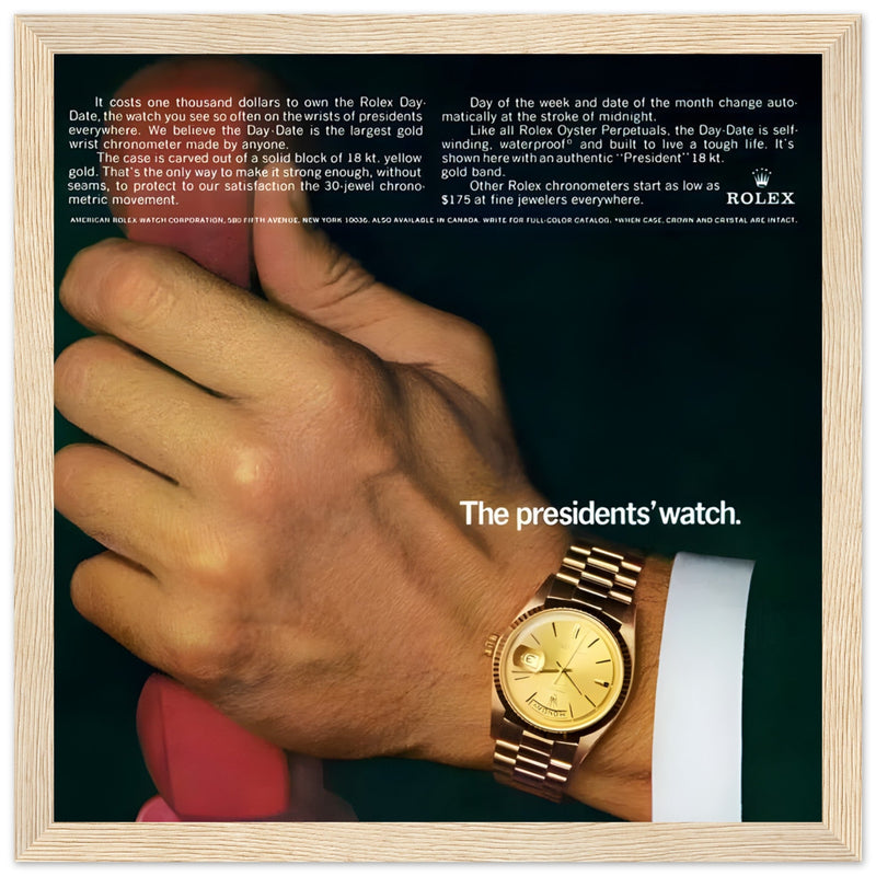 Rolex Day-Date The President's Watch Vintage Poster Ad